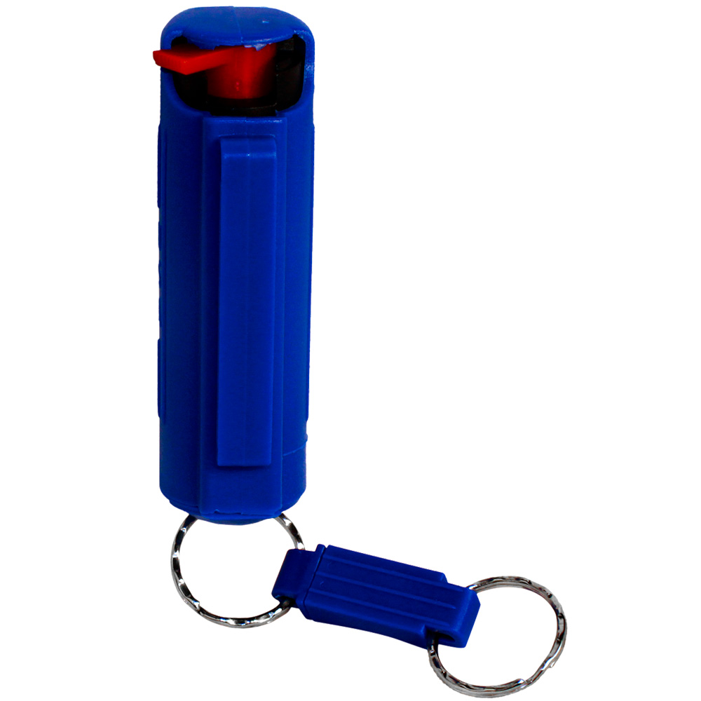 Wildfire 1.4% MC 1/2 oz pepper spray hard case with quick release keychain blue view 5